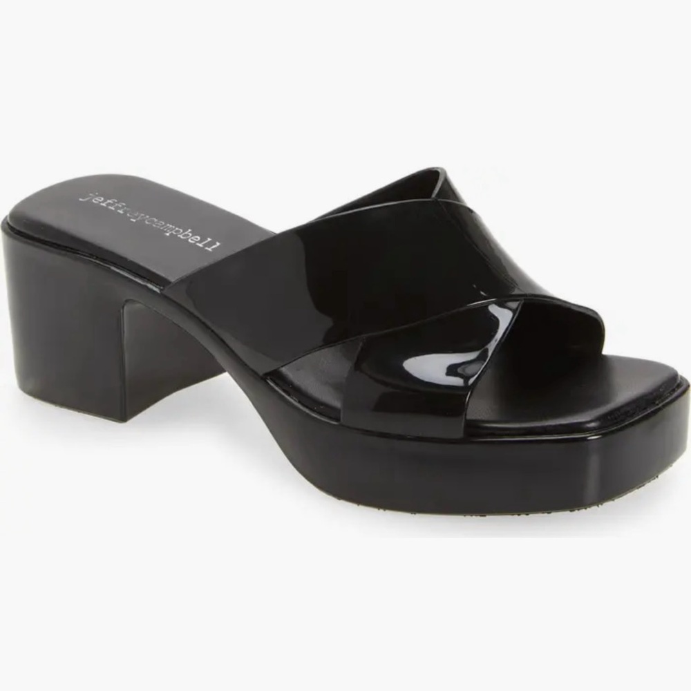 Jeffrey Campbell Bubblegum Black Mules with Chunky Platform size 8